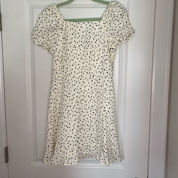 LOFT Dotted Tie Back flare dress - Picture 1 of 8